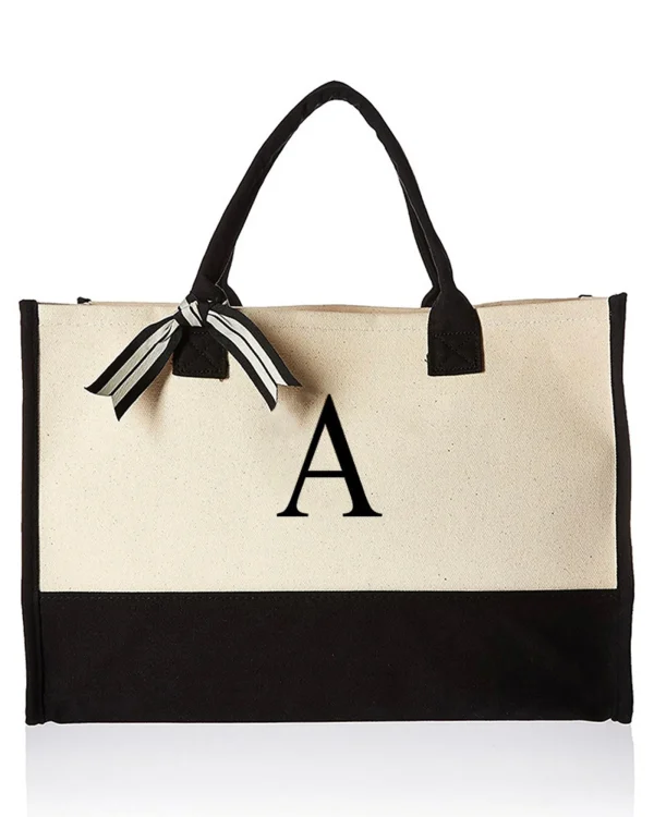 26 Letters Initial Canvas Tote Bag