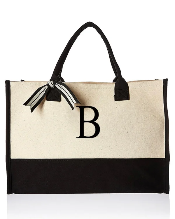 26 Letters Initial Canvas Tote Bag - Image 2