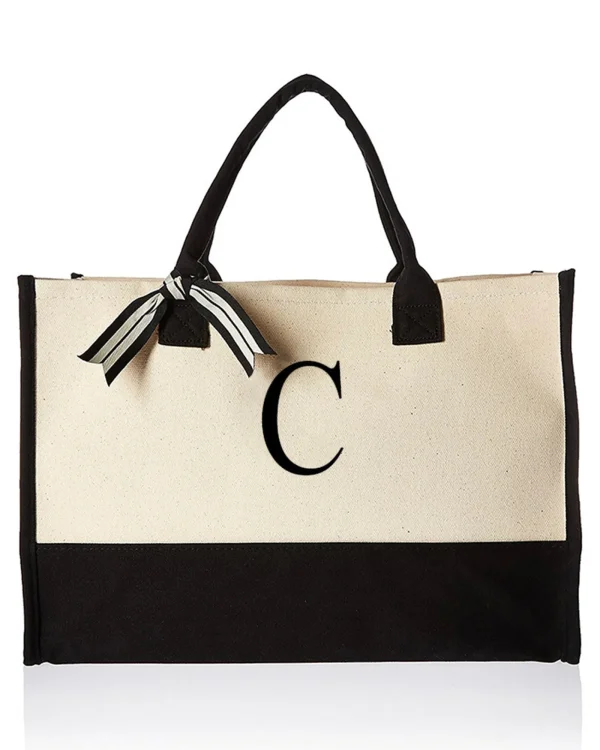 26 Letters Initial Canvas Tote Bag - Image 3